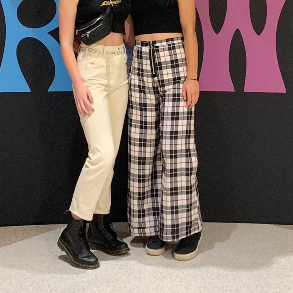 Ragged Priest Plaid High Waisted Wide Leg Pants